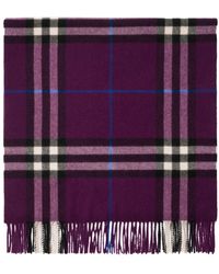 Burberry - Wide Check Cashmere Scarf - Lyst