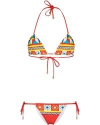 Dolce & Gabbana - Carretto-print Triangle Bikini - Lyst