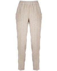 Peserico - Vertical-Stripe Elasticated-Waistband Trousers - Lyst