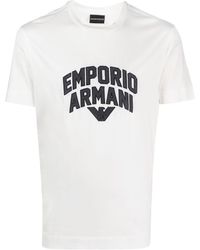 Emporio Armani - T-shirt en coton mélangé à logo imprimé - Lyst