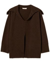 Twinset - Pull Long En Laine Mélangée Avec Fente - Lyst