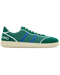 Ferragamo - Logo-embroidered Panelled Sneakers - Lyst