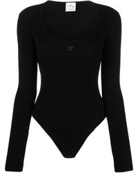 Courreges - Logo-embroidered Ribbed-knit Bodysuit - Lyst