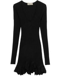 Blumarine - Ruffled Ribbed-Knit Mini Dress - Lyst