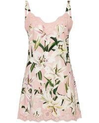 Dolce & Gabbana - Floral-print Silk-blend Dress - Lyst