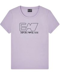 EA7 - Logo-Print Rhinestone-Embellished T-Shirt - Lyst