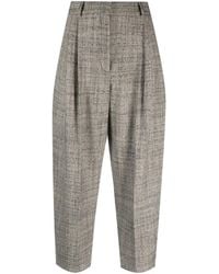 Stella McCartney - Pleated Cropped Wool Trousers - Lyst