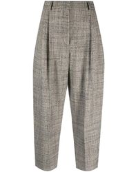 Stella McCartney - Pleated Cropped Wool Trousers - Lyst