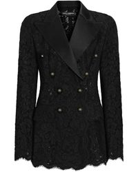Dolce & Gabbana - Double-Breasted Lace Blazer - Lyst