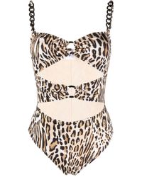 Moschino - Leopard-print Chain-link Swimsuit - Lyst