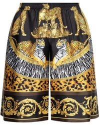 Versace - Tiger Leopard-Print Silk Shorts - Lyst