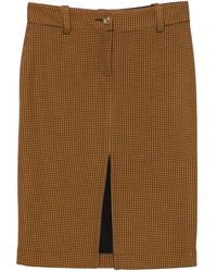 Kristina Ti - Houndstooth-Pattern Slit-Detail Midi Skirt - Lyst
