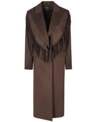FEDERICA TOSI - Fringe-Detail Cape-Overlay Coat - Lyst