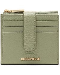 Coccinelle - Porte-Cartes En Cuir Métallisé À Fermeture Zippée - Lyst