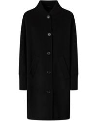 Pinko - Tailored Wool Coat With Ribbed Details - Lyst