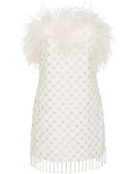 Rebecca Vallance - Feather-trimmed Embellished Minidress - Lyst