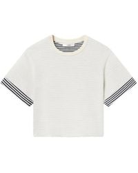 FRAME - Striped-Cuff T-Shirt - Lyst