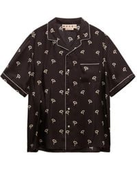 Marni - Silk Twill Pajama Shirt With Floral Print - Lyst