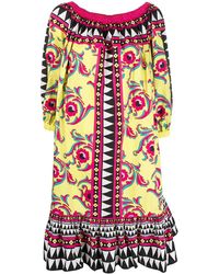 La DoubleJ - Off-Shoulder Floral Mid-Length Dress - Lyst