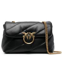 Pinko - Love Puff Antique Gold Black En cuir Sac - Lyst