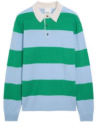 Allude - Striped Buttoned Polo Shirt - Lyst