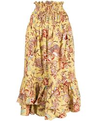 Ulla Johnson - Acacia Calla Lily-Print Midi Skirt - Lyst