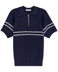 DUNST - Half-Zip Striped Knit Jumper - Lyst