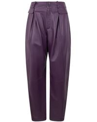 Alberta Ferretti - Pleated Leather Trousers - Lyst