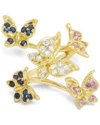 Lisa Nik - Sapphire And Diamond Butterfly-Motif Ring - Lyst