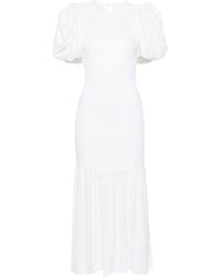 ROTATE BIRGER CHRISTENSEN - Puff-sleeve Midi Dress - Women's - Elastane/polyester/recycled Polyester - Lyst
