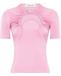 Marine Serre - Top Fruncido De Manga Corta Con Motivo Moon - Lyst