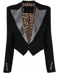 Philipp Plein - Crystal-Embellished Cropped Blazer - Lyst