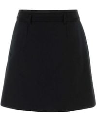 Prada - Minijupe Zippée À Taille Ceinturée - Lyst