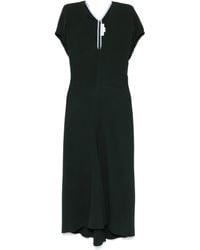 Victoria Beckham - Vestido midi con cuello en V - Lyst