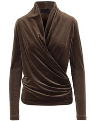 F.it - Velvet-Effect Draped T-Shirt - Lyst