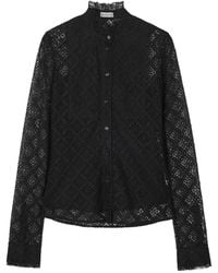 Burberry - Check-Lace Blouse - Lyst