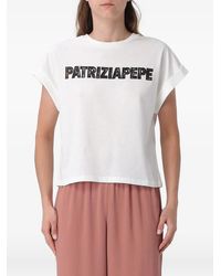 Patrizia Pepe - Logo-Patch Cap-Sleeve T-Shirt - Lyst