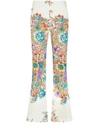 Etro - Flared Floral Trousers - Lyst