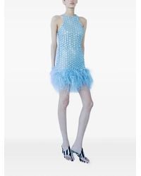 The New Arrivals Ilkyaz Ozel - Floral Feathered Mini Dress - Lyst