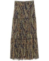 Etro - Printed Silk Long Skirt - Lyst
