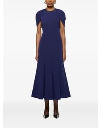 Roland Mouret - Gathered-shawl midi dress - Lyst