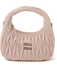 Miu Miu - Wander matelassé nappa leather hobo bag - Lyst