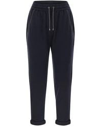 Brunello Cucinelli - Cotton And Silk Trousers - Lyst