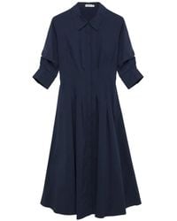 Jonathan Simkhai - Jazz Gesmockte Midi-Jurk Met Manchetten - Lyst