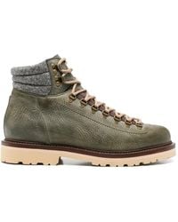 Brunello Cucinelli - Grained Calfskin Mountain-Style Boots With Wool And Cashmere Insert - Lyst