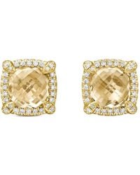 David Yurman - 18Kt Chatelaine Citrine And Diamond Stud Earrings (8Mm) - Lyst