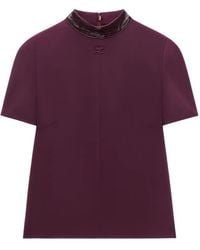 Courreges - Heritage Vinyl-Collar Logo-Patch Blouse - Lyst