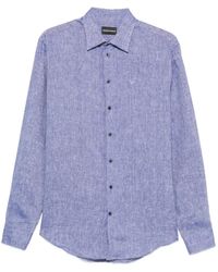 Emporio Armani - Logo-Embroidered Buttoned Shirt - Lyst