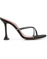 AMINA MUADDI - Sally Slippers 95 Satin And Crystals - Lyst