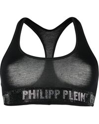 Philipp Plein - Logo-embellished Cotton Sports Bra - Lyst